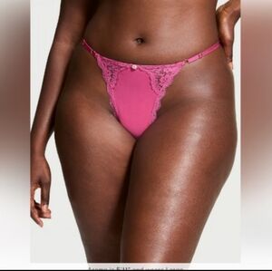 VS Dream Angels Lace Trim Adjustable V-String Panty Luscious Rose 🌹 NWT NIP